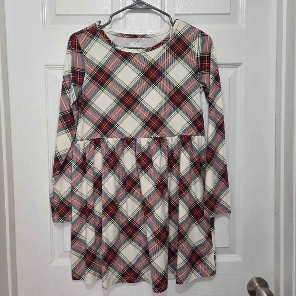 The Children's Place Holiday Plaid Long Sleeve Skater Dress Size XXL